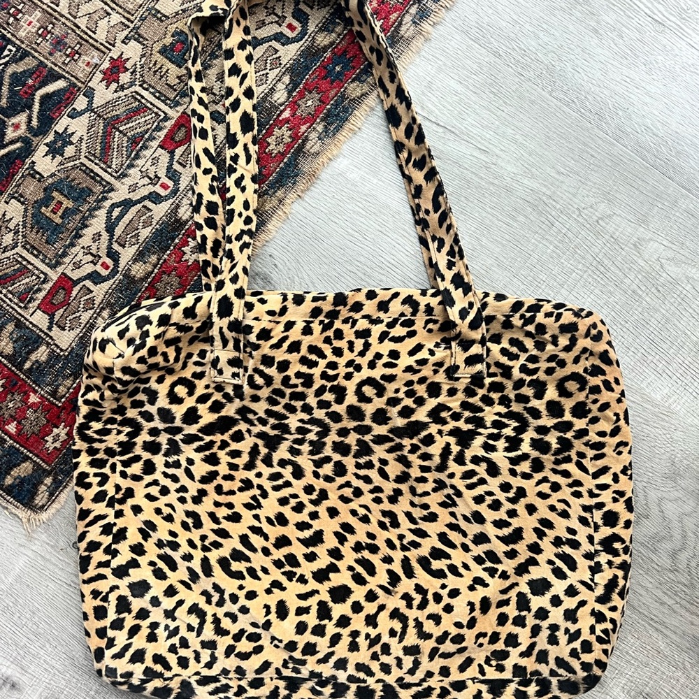 Betsey Johnson Vintage Y2K Velvet Leopard Print Tote - Picture 2 of 3